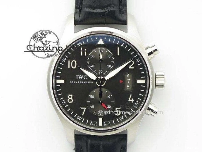 MIROTIME 0409 Pilot Chrono SS IW387809 ZF 1:1 Best Edition Silver Dial Blue Numbers On Blue Leather Strap A Lightweight 7263